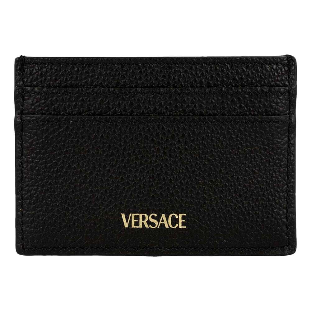 Versace Medusa Head Leather Card Holder Wallet in Black and